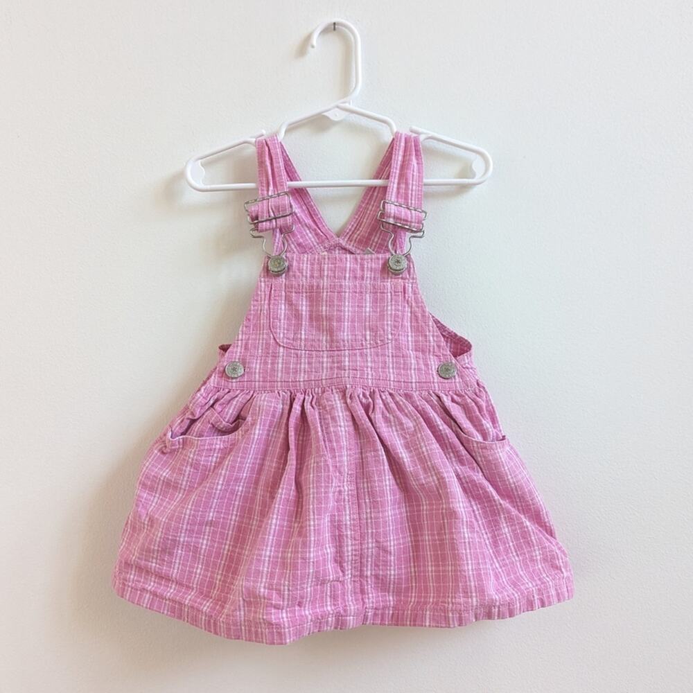 Vtg 90s New Legend Skirtall Girls Sz 18-24m Pink Plaid Overalls Classic Staple
